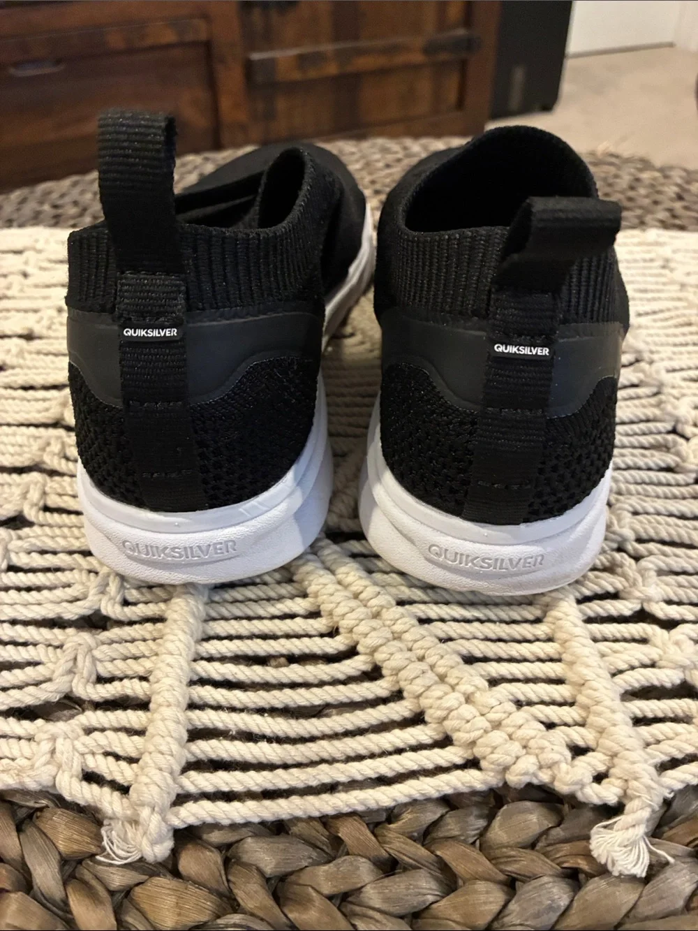 Quiksilver Black Slip-On Knit Loafers with White Sole